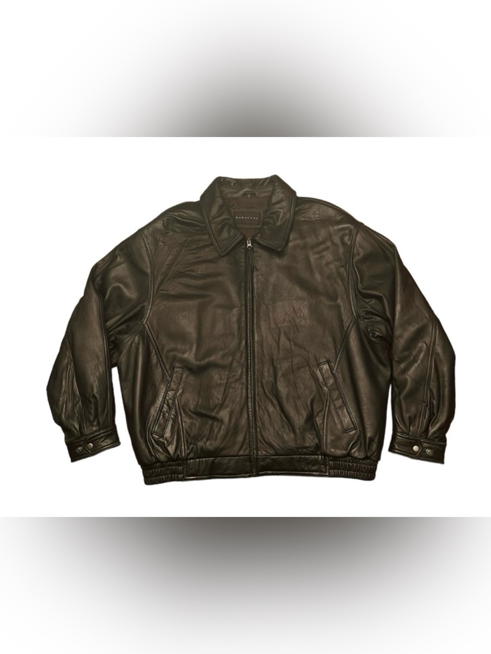 Baracuta Men’s Leather Full-Zip Bomber-Style Jacket XXL Black Vintage